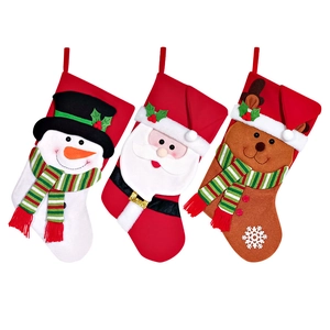 Christmas stocking set with 3D Santa, snowman, and reindeer figures on white background