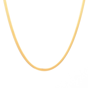 Minimalist gold plated stainless steel snake chain necklace with flat scale texture