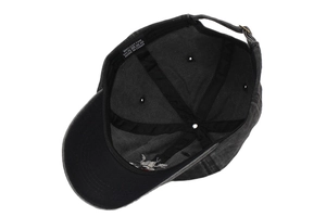 Detail view of 100% cotton baseball cap interior featuring a durable sweatband and logo label