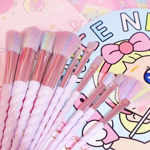 Unicorn Makeup Brushes Spiral Handle Rainbow Synthetic Bristles Cosmetic Beauty Tools For Face Eyeshadow Blending