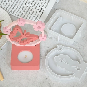 DIY butterfly wreath candle holder silicone mold set for epoxy resin and gypsum crafts