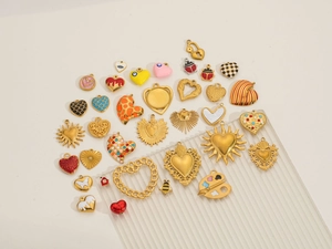 Collection of 18k gold-plated stainless steel enamel pendants for DIY jewelry making
