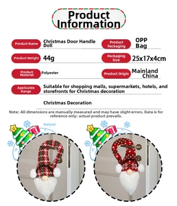 Détails des poignées de porte nains de Noël en polyester avec spécifications du produit