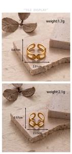 Detailed size specifications for wide and thin gold heart-shaped adjustable open rings