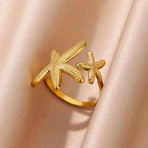 Anello Aperto Stella Marina Conchiglia In Acciaio Inossidabile Regolabile Tema Oceano Gioielli Moda Spiaggia Estate Donna