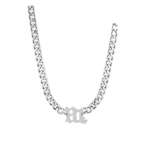 Silver Cuban link necklace with Old English letter A pendant for a cool hip hop style