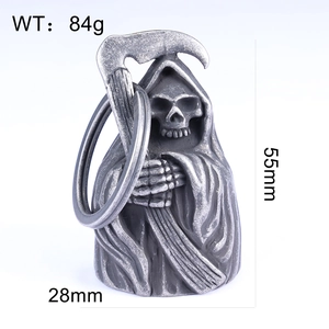 Detailed view of vintage silver reaper bell pendant with 55mm height and 84g weight
