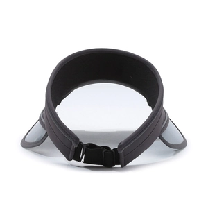 Adjustable back view of an outdoor sun visor with a wide brim and breathable black fabric