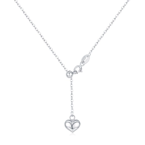 Minimalist S925 sterling silver Y-shaped necklace with polished heart pendant for women
