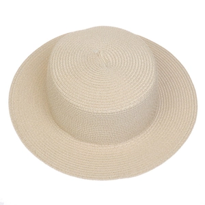 Detailed top view showing the intricate woven texture of this beige wide-brim straw sun hat