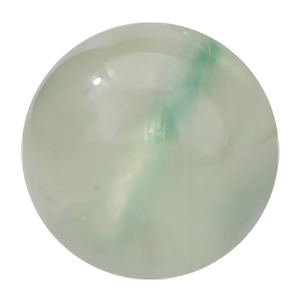 Perle ronde en préhnite naturelle vert clair avec une texture minérale translucide
