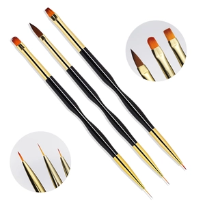Set 3 pennelli e liner dorati a doppia punta per disegno preciso e puntinatura unghie