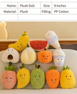 Peluche di frutta assortiti da 8 pollici con faccine sorridenti e cotone morbido