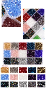 15-compartment storage box with 4mm crystal glass beads for DIY jewelry making