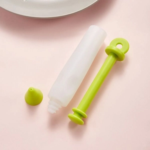 Silicone frosting pen with 4 nozzles for cookie and cake decorating tool set