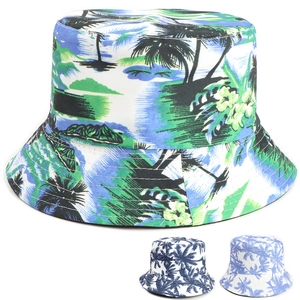 Bucket Hat Reversible Cotton Tropical Palm Tree Print Sun Protection Summer Beach Outdoor Travel Unisex Foldable