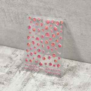 Adesivi per unghie pesca in rilievo 3D con disegni di frutta rosa e finitura perlata
