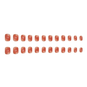Pink marble texture press-on toenails with classic square round shape, 24 piece set