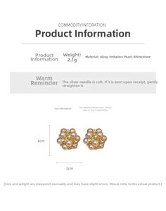 Tableau des tailles détaillé pour boucles d'oreilles fleur perle 1cm avec strass et argent