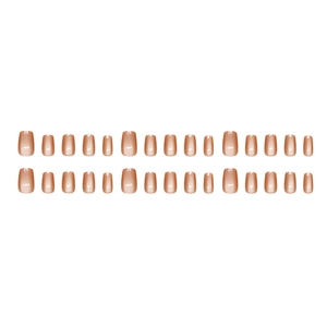 Unghie finte corte quadrate occhio di gatto ambra con finitura perlata, set da 24
