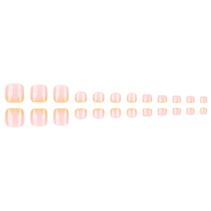 Neon yellow French tip press-on toenails set with 24 pieces of assorted sizes