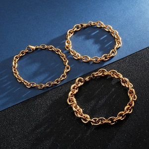 Three gold stainless steel link chains for men in various widths with lobster clasps