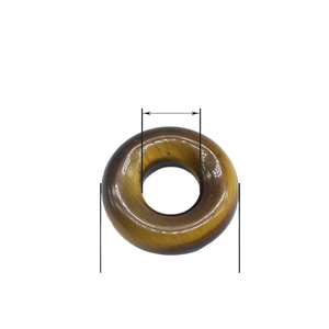 Natural yellow tiger eye stone abacus bead dimensions guide with top view on white background