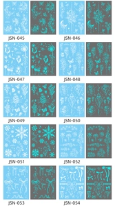 Detailed sheet showing various navy blue henna tattoo stencils with butterfly and moon patterns