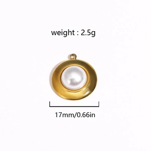 Détails du pendentif cœur en acier doré de 17mm avec les spécifications de poids et taille