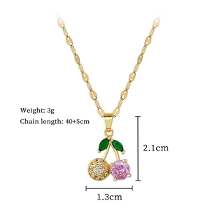 Detailed size specifications for the pink cherry pendant necklace with measurements