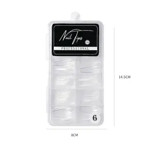 Set van 100 ultradunne transparante ABS-nageltips in een handige verdeelde opbergdoos