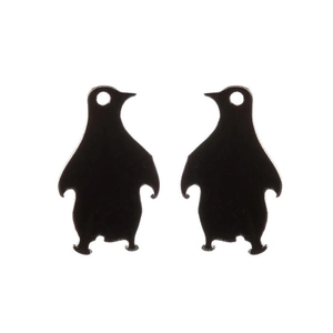 Minimalist black penguin stud earrings for women featuring sleek animal silhouette