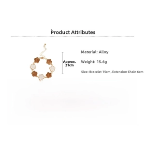 Détails du bracelet floral émaillé avec chaîne de 15cm et extension de 6cm