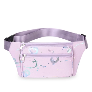 Fashionable purple Oxford waist bag for women featuring letter prints and adjustable strap