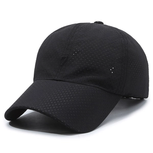 Quick-dry breathable black baseball cap with number 7 embroidery and mesh holes