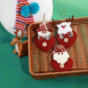Christmas tree hanging ornaments set featuring plush Santa, reindeer and snowman figures