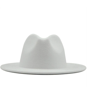 Classic Solid Color Felt Fedora Hat Wide Brim Retro Jazz Cap Adjustable Unisex Elegant British Style Accessories