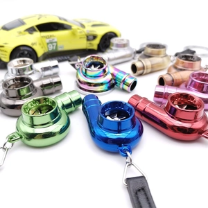Zinc alloy car turbo whistle keychain in multiple colors with rotating impeller blade