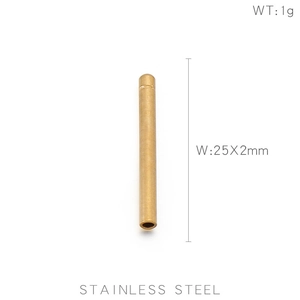 Macro view of a 25x2mm stainless steel hollow tube bead for jewelry making weighing 1g