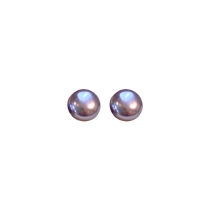 Elegant gold-plated silver needle lavender pearl stud earrings with a retro French style