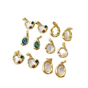 18k gold-plated heart and oval natural shell pendants for DIY jewelry making