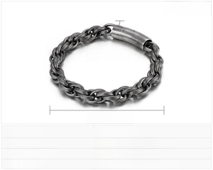 Detail view of 9mm wide punk steel bracelet showing 230mm length and 46g weight specs