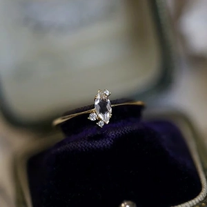 925 Sterling Silver Marquise Rhombus Ring For Women White Gold Plated Minimalist Rhinestone Geometric Jewelry Anniversary Gift