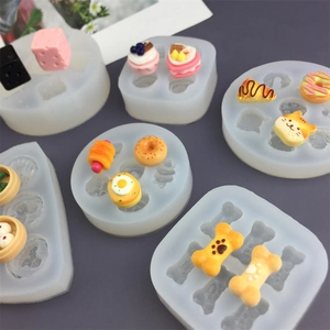 Silicone mold set for DIY miniature resin cake cheese and bread shapes for decorations