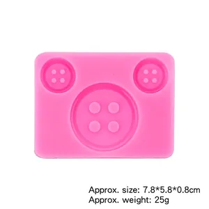 Pink silicone button mold for fondant and chocolate, sized 7.8x5.8x0.8cm for DIY baking