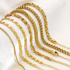 Stainless Steel Bracelet 18K Gold Plated Vintage Wave Pattern Jewelry For Women Non-Tarnish Adjustable Link Chain