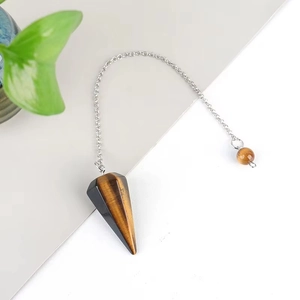 Tigerauge Naturstein Sechskant Anhänger Kette mit silberner Kette für Heilung und Yoga