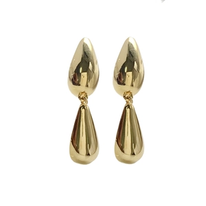 Elegant gold teardrop earrings with a double water drop design and high polish finish