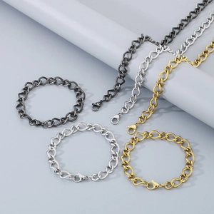 Men Stainless Steel Necklace And Bracelet Set Twist Woven Chain Hip Hop Jewelry Lobster Clasp Punk Style