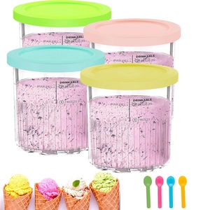 Replacement Ice Cream Pints Containers Compatible With NC500 NC501 Series Storage Cups With Colorful Lids BPA Free